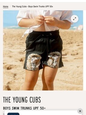 Kenny Flowers Black Swim Shorts with Lion Print